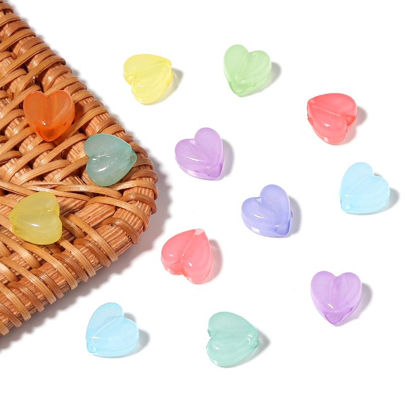 100/200pcs Candy Color Heart Acrylic Beads Star Shape Big Hole Loose Beads For Jewelry Making DIY Bracelets Necklace Accessories