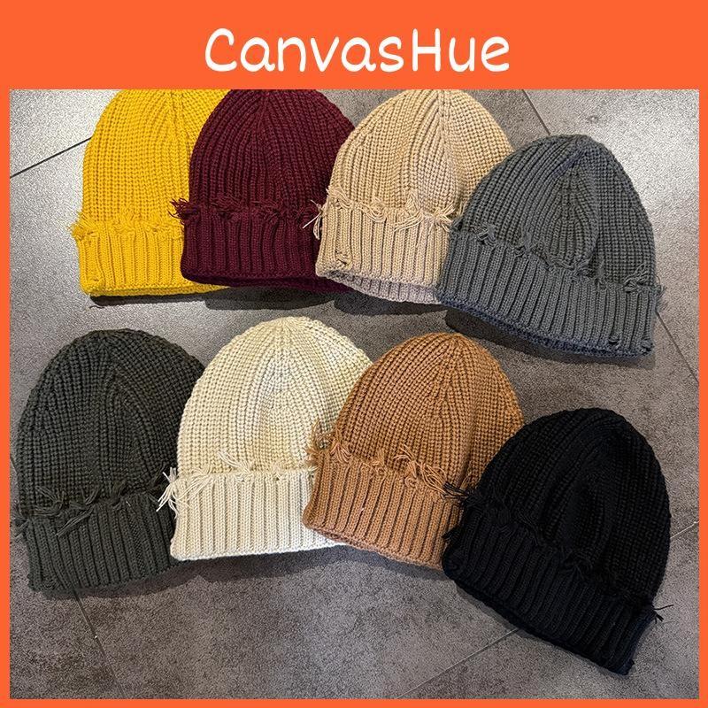 Knitted Solid Color Cap Winter Street Style Warm Beanie Hat For Wear Casual