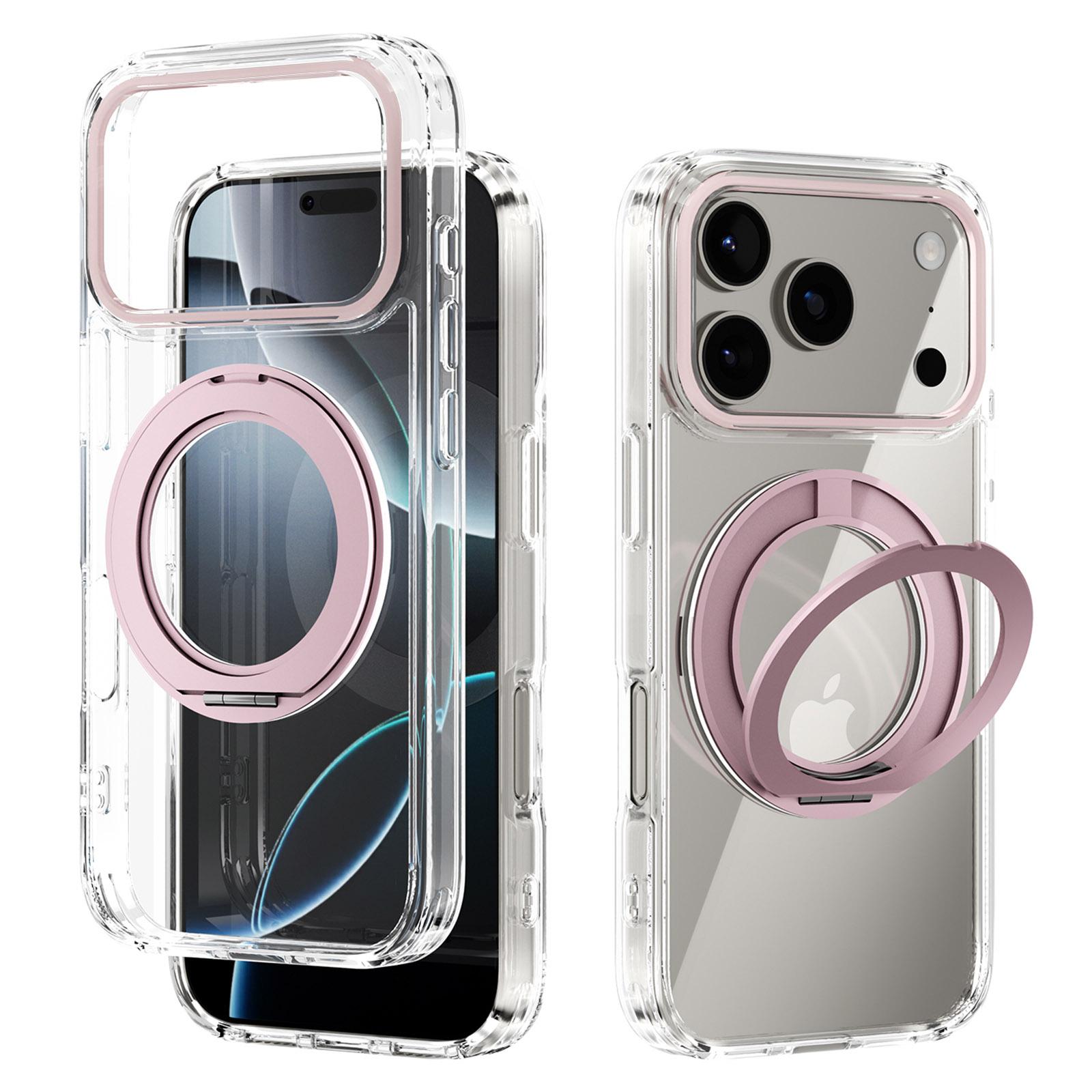 

ABEEL Q-LUCK For iPhone 17 Pro Magnetic Case Rotating Kickstand Shockproof TPU + PC Phone Back Cover