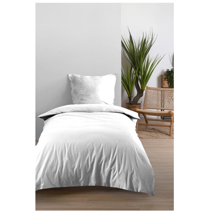 Housse de couette en coton 140 x 200 cm uni Edenne blanc