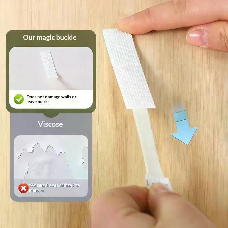 12/24Sets Double Sided Picture Hanging Strips Adhesive Hook Loop Tape For Mounting Photo Frame Fixed DIY Wall Decor Stickers