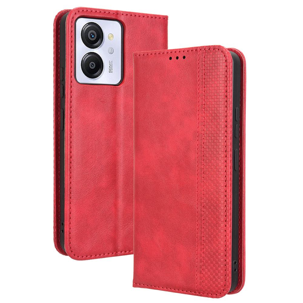 

For Blackview Color 8/Oscal Modern 8 Case Retro Leather Phone Cover Wallet Magnetic Absorption Protection Red