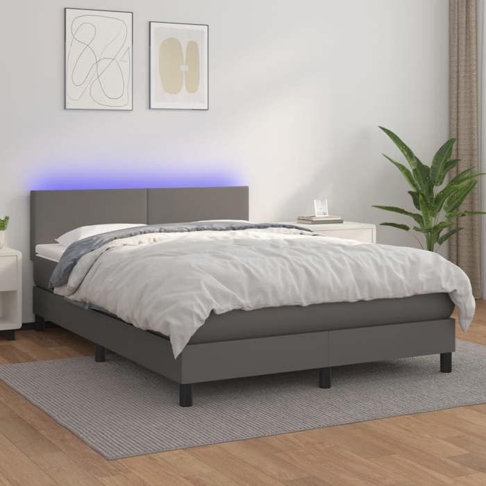 Maison Exclusive - Sommier à lattes de lit avec matelas et LED Gris 140x200 cm