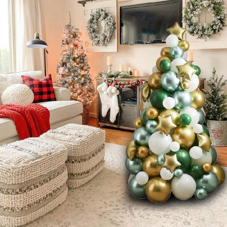 Green Gold Garland Balloon Decor White Silver Balloon Kit DIY Christmas Tree