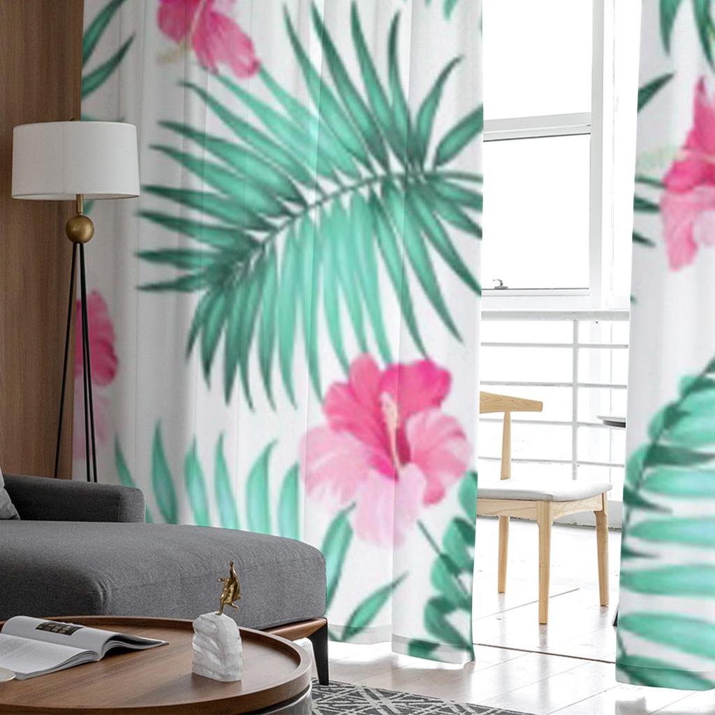 Nahtlose Muster Tropischen Hintergrund Mit Blumen Chiffon Sheer Vorhänge Wohnzimmer Schlafzimmer Dekor Fenster Voiles Tüll Vorhang