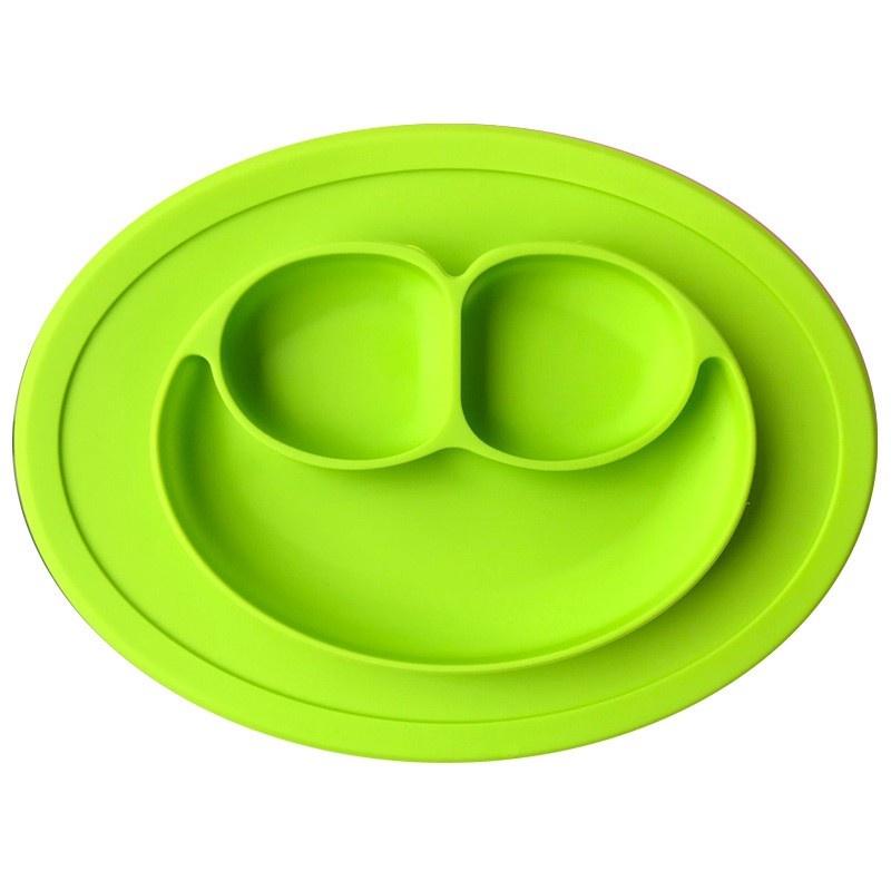 1Pcs Smiley Kids Feeding Plate Silicone Sucker Bowl Baby Infant Safe Dining Plate Cartoon Smile Face Children Dishes Tableware