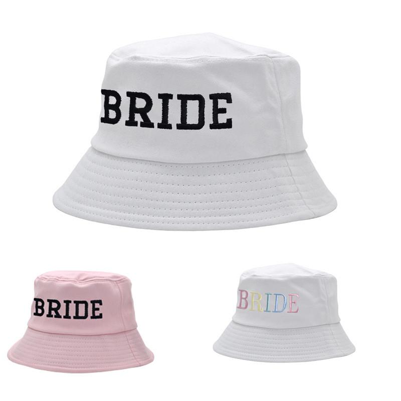 Bride Letter Embroidery Bucket Hat For Spring And Autumn Sunshade