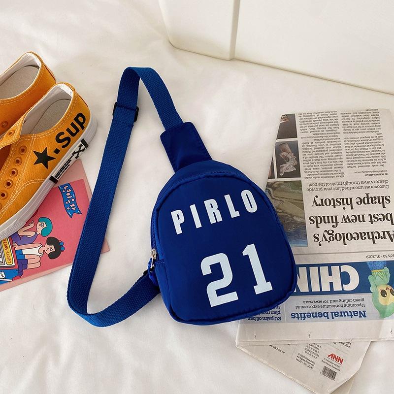 

Childrens Colorful Nylon Chest Bag Easy Access Zipper Pocket For Snacks синій