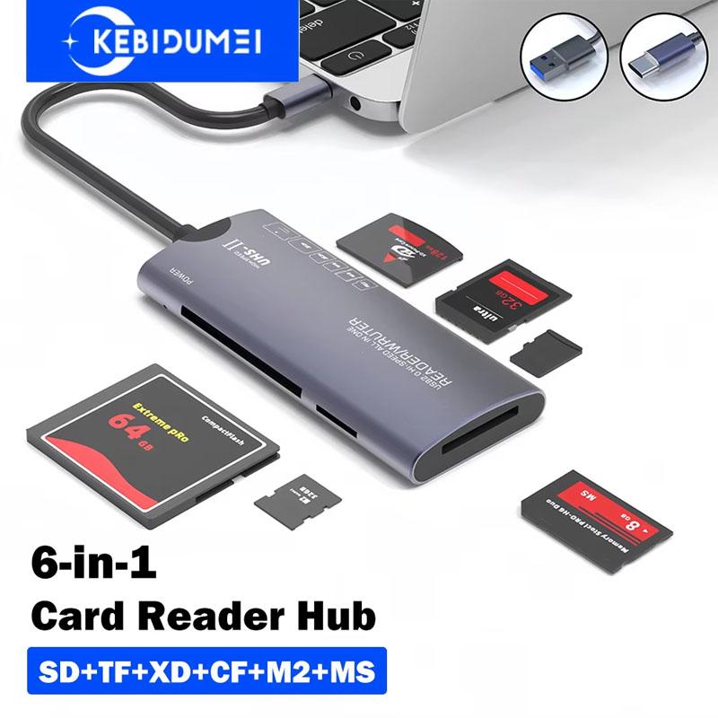 6v1 USB HUB Type-C HUB Multifunkční čtečka karet Dokovací stanice SD/TF/XD/CF/MS/M2 Adaptér pro paměťové karty pro fotoaparát
