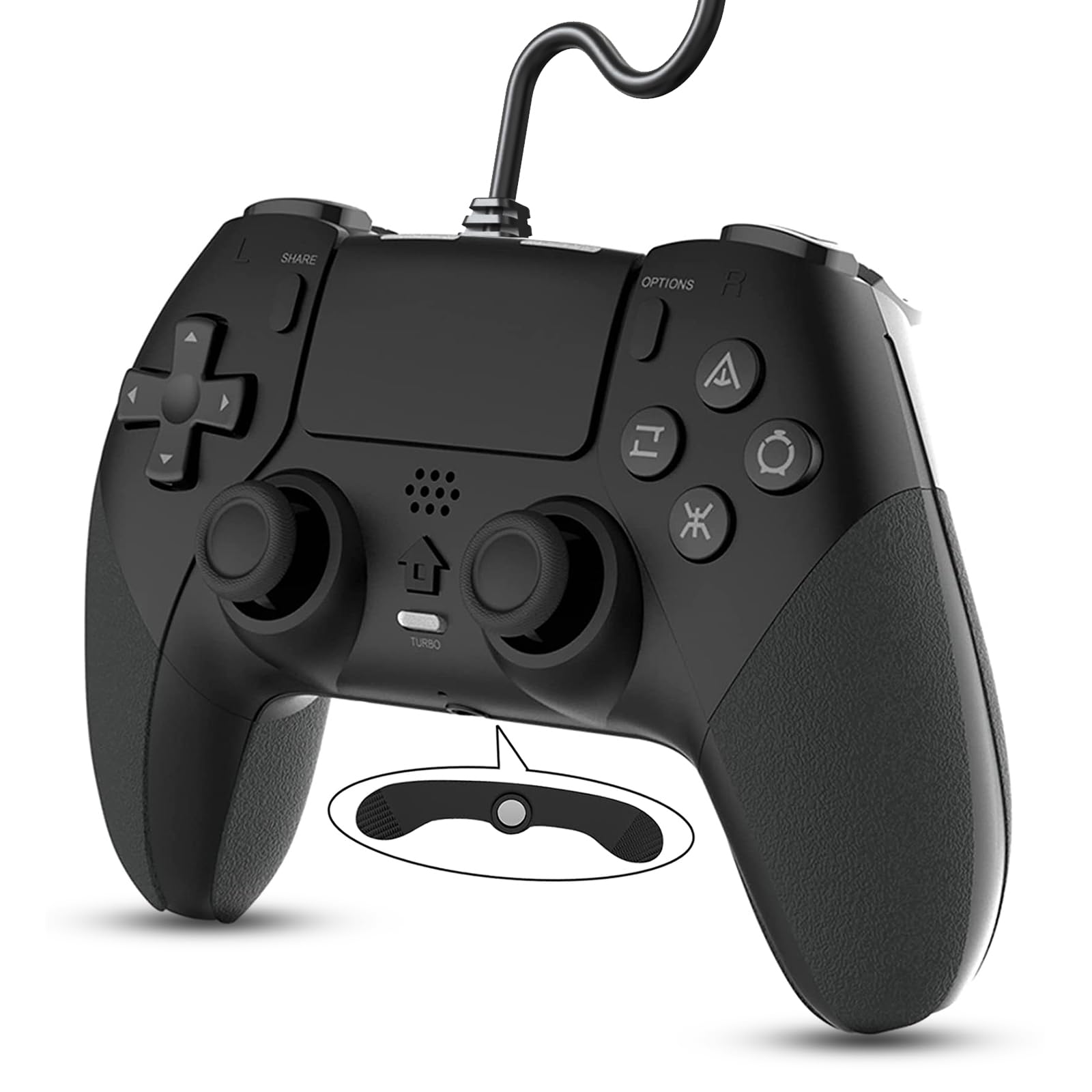 

OULEKE PS4 Wired Controller with Back Buttons Upgraded Gamepad with Macro USB No HD Turbo Durable All Compatible with Japanese Instruction Manual чорний