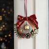 Christmas Jingle Bells Door Hanger Decor Butterfly Knot Pinecone Wreath Pendant Ornament Christmas Gift Home Decoration