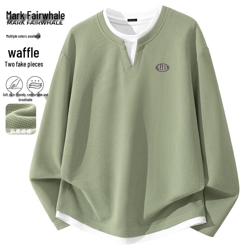 Mark Fairwhale Men's V-Neck Layered Look Waffle Knit T-Shirt