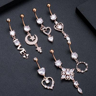 1PCS Trendy Garland Heart Belly Button Rings Stainless Steel Navel Piercing Surgical for Women Girl Sexy Body Belly Jewelry Gift