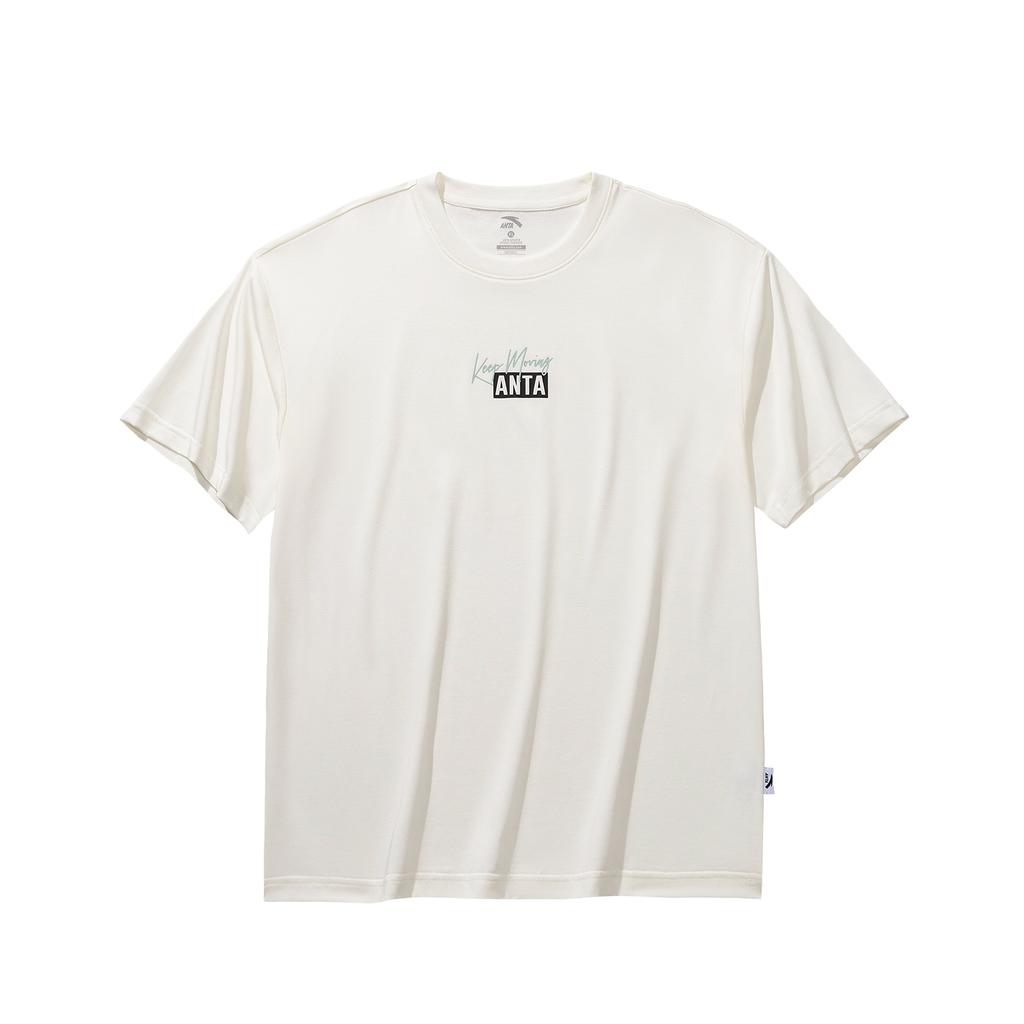 Anta Loose Short Sleeve Knitted T-Shirt Summer 2026 Unisex tops Ivory-White 972628106-1