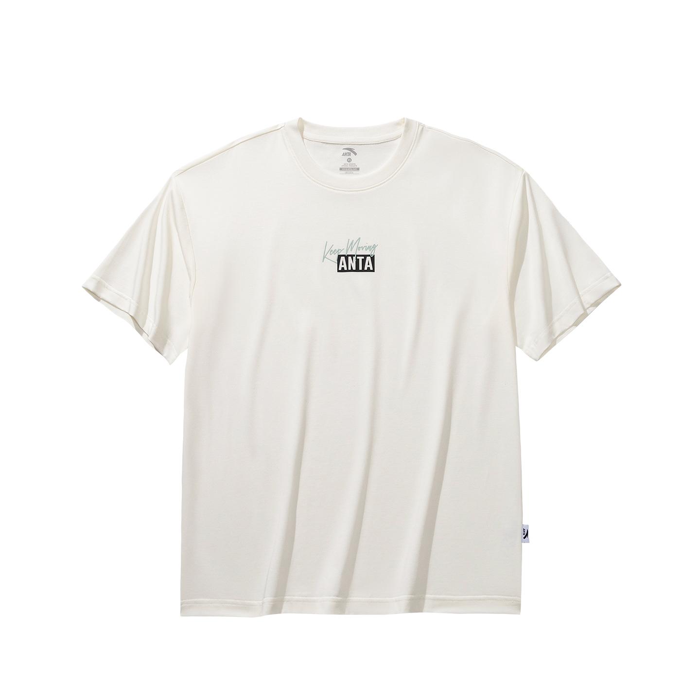 

Anta Loose Short Sleeve Knitted T-Shirt Summer 2026 Unisex tops Ivory-White 972628106-1 XS