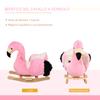 Schaukelpferd für Kinder, Schaukelflamingo für Kinder ab 18 Monaten aus Holz mit Sicherheitsgurten, Rosa