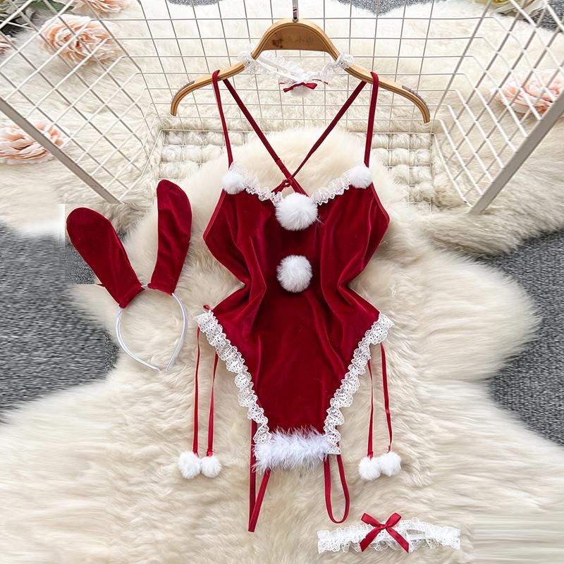 New In Christmas Dress Women's Secret Clothes Sexy Slim Red Short Dress Pajama Erotic Lingerie Winter Hotsweet Bodycon Nightwear