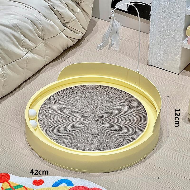 

Extra-Large Round Cat Scratcher with Ball No-Mess Durable Corrugated Cat Bed & Toy Scratch Lounge for Kittens Pet Supplies