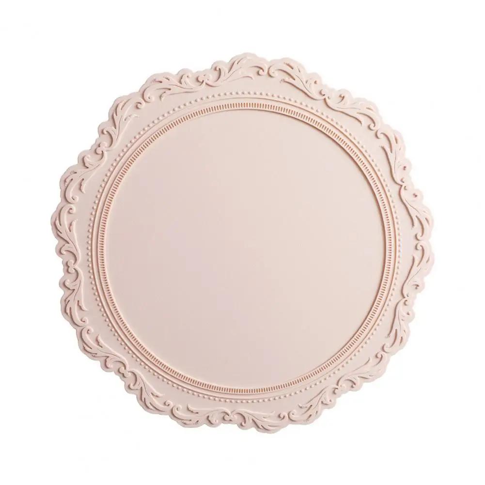 

Силиконовый коврик под тарелку, круглый, кружевной, в форме коврика, корейский, силиконовый, изоляционный коврик, фоторамка, украшение стола, свадебные подставки 34x34cm розовый