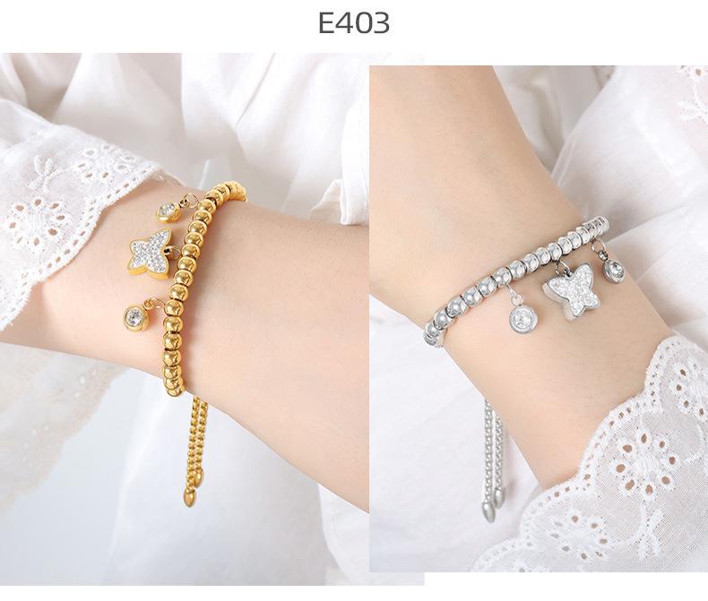 Women's Cute Japanese-Korean Fashion Bracelet: Hollow Heart Pendant, Round Bead, Real Gold Titanium Steel Jewelry