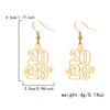2026 Number Gold Color Stars Drop Earrings for Women Geometric Dangle Hanging Earrings Party New Year Jewelry Gifts