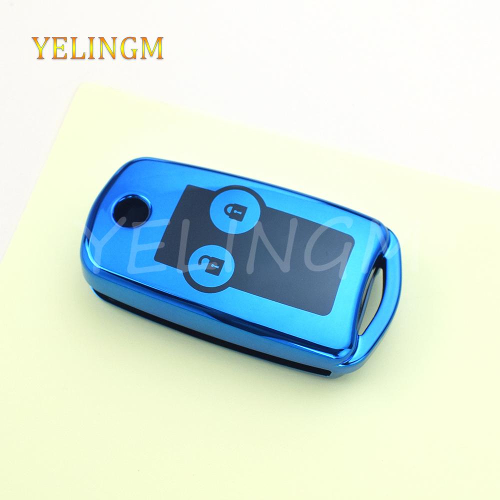 Car Flip Car Key Shell 2 3 Buttons Soft Tpu For Honda Civic Dio Fit Crv Hrv Accord Odyssey Jazz Folding Cover Protector Keychain