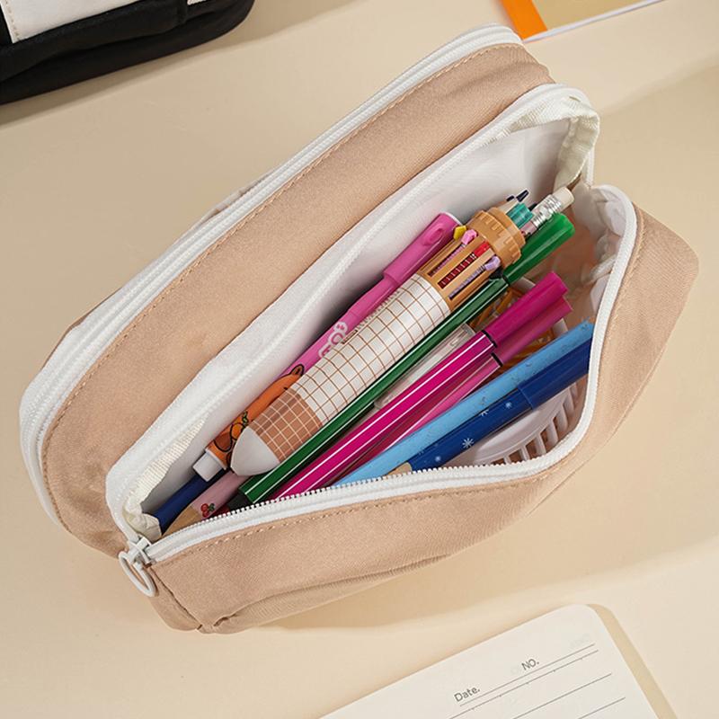 Panda Pencil Bag Green Multi-Layer Large Capacity Pensil Case Cute Cartoon Pen Holder Stationery School Supplies Gift Organizer
