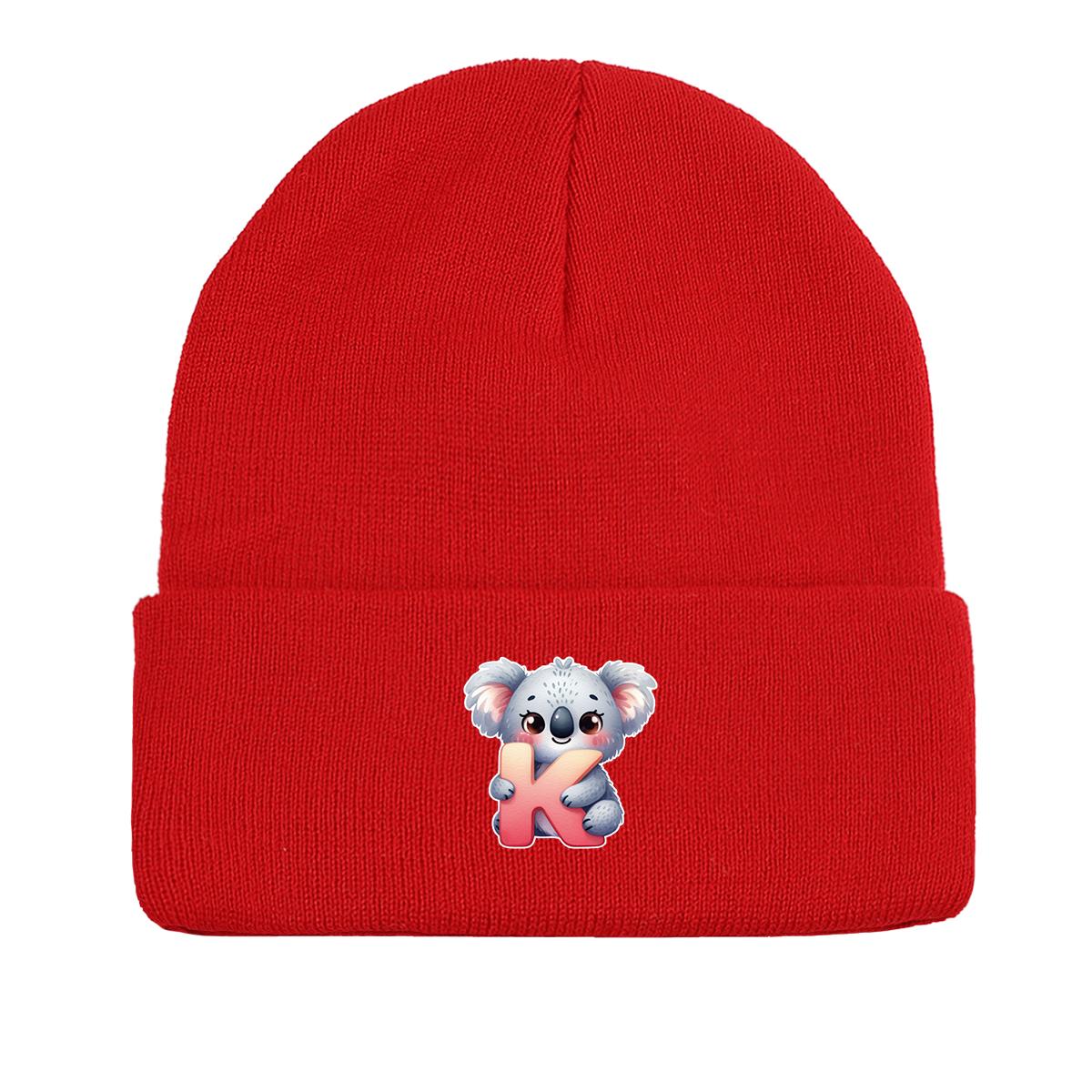

1 шт., вязаная шапка с буквами алфавита от A до Z и принтом животных, 260 вязаных шапок на выбор, для мужчин и женщин as the picture красный