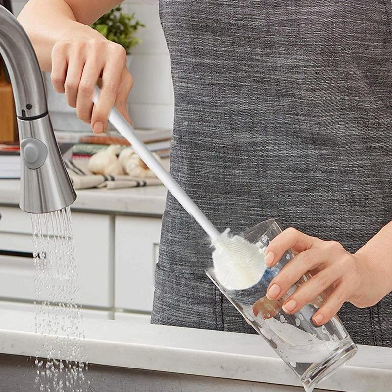 Silicone Bottle Brush 3 Pieces Foldable Bottle Cleaner With Long Handle Household Cleaning Tool For Baby Feeding Breast Pump