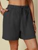 2024 Women's Cotton Linen Loose Casual Shorts with Elastic Waist and Drawstring