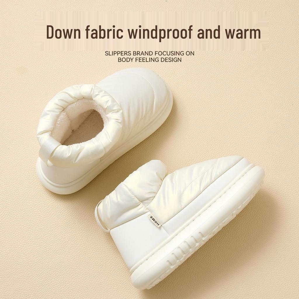 Damen Wasserdichte Daunenslipper - Warm, Weich, Dicke Sohle, Plus Samt für Herbst/Winter Heimgebrauch