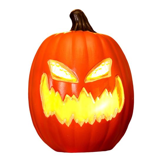 Halloween Pumpkin Lamp Spooky Light Up Pumpkin Figurine Glowing Decorative Pumpkin with LED Light for Haunted House Halloween Home Garden Decor