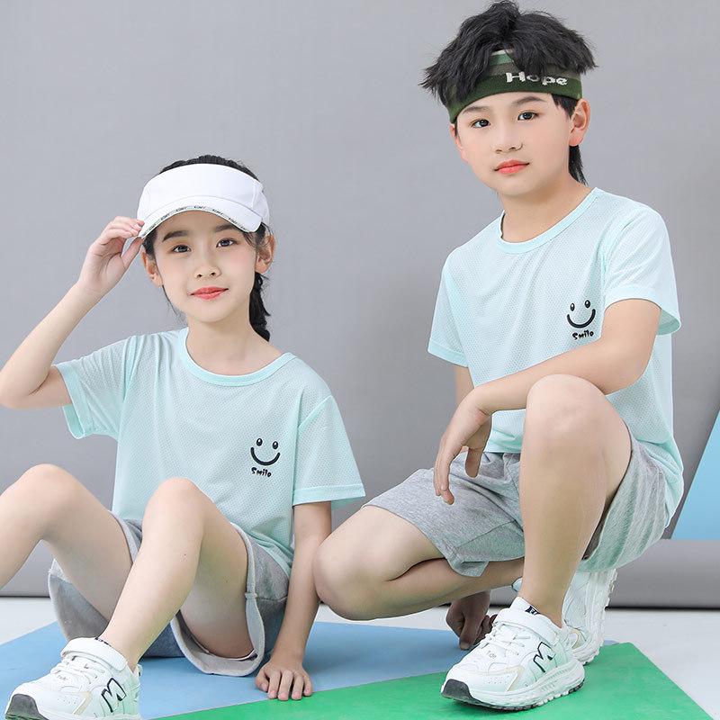 2023 Summer Kids' Short Sleeve Ice Silk T-Shirt - Boys' & Girls' Casual Wear