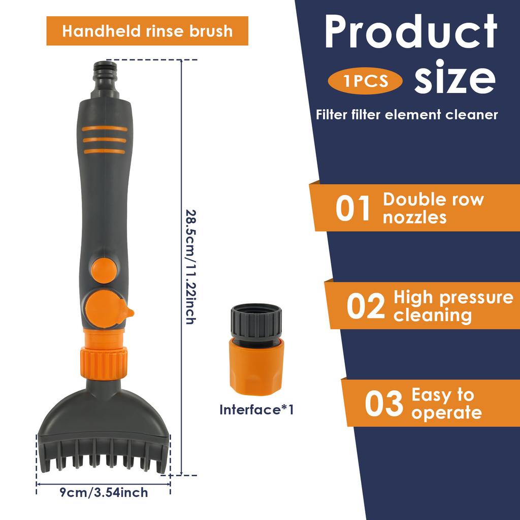 Spa Filter Clean Brush Plastic Double Row Nozzles Pool Cartridge Filter Clean Tool Universal Handheld Hot Tub Filter Clean Brush