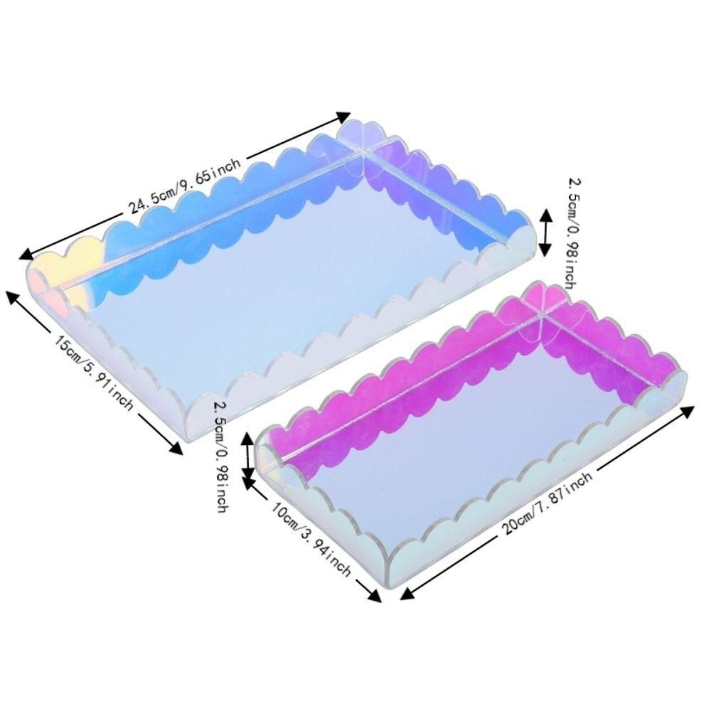 2 pcs Easy to Clean Vanity Tray Transparent Colorful Storage Tray  Bedroom Organization