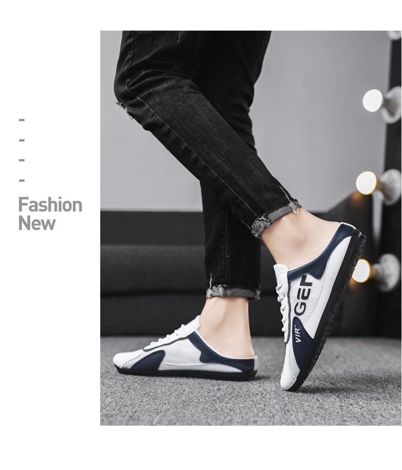 2024 Spring Men's Trendy Korean Style Casual Canvas Moccasins - Versatile Half-Slippers