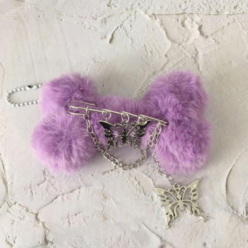 Plush Bone Butterfly Keyring Cute Plush Accessory User Friendly Material Compact Size Ideal For Backpack Keys Charm