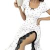 Women's Summer Jacquard Ribbed Heart Pajama Set with Long Suspender Pants
