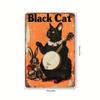 Vintage Black Cat and Rabbit Banjo Music Metal Sign x  D Flat Retro Tin Sign Whimsical Farmhouse Wall Art Decor for Hom