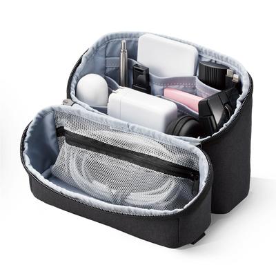 ELECOM Organize Recycled Large Capacity with Black Internal 195mm X 55mm X 170mm Pouch, Material, Storage, Handle, Water-Repellent, BMA-GP18NBK.