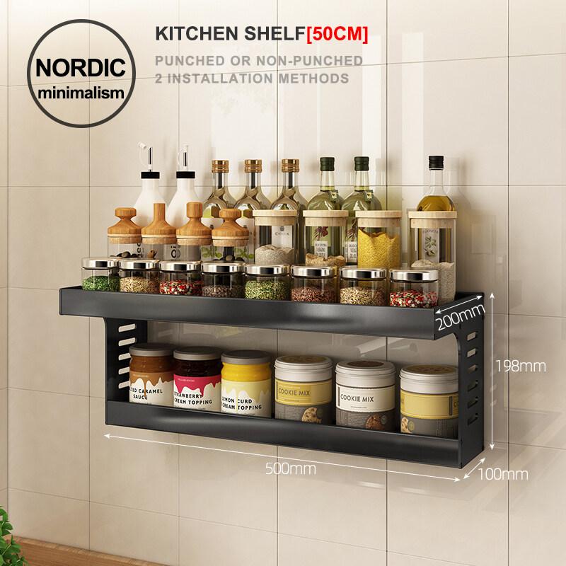 Kitchen 2-layer Shelves Seasoning Bottles Rack Utensils Household Complete Collection Storage Organizer Kitchenware Shelf Holder