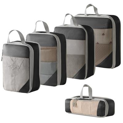 5Pcs 5 In 1 Set Waterproof Travel Organizer Bag Compression Mesh Surface Clothes Storage Bag Foldable with Handle