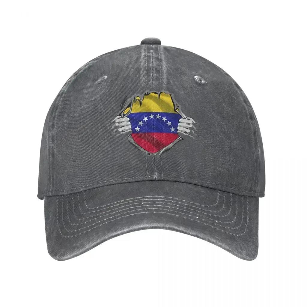 Two Hands Ripping Revealing Flag Of Venezuela Baseball Cap Distressed Washed Venezuelan Headwear Men Women Activities Caps Hat