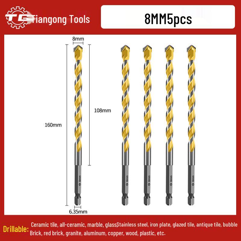 Tiangong Hex Shank Triangle Drill Bit for Concrete, Cement, and Brick Walls