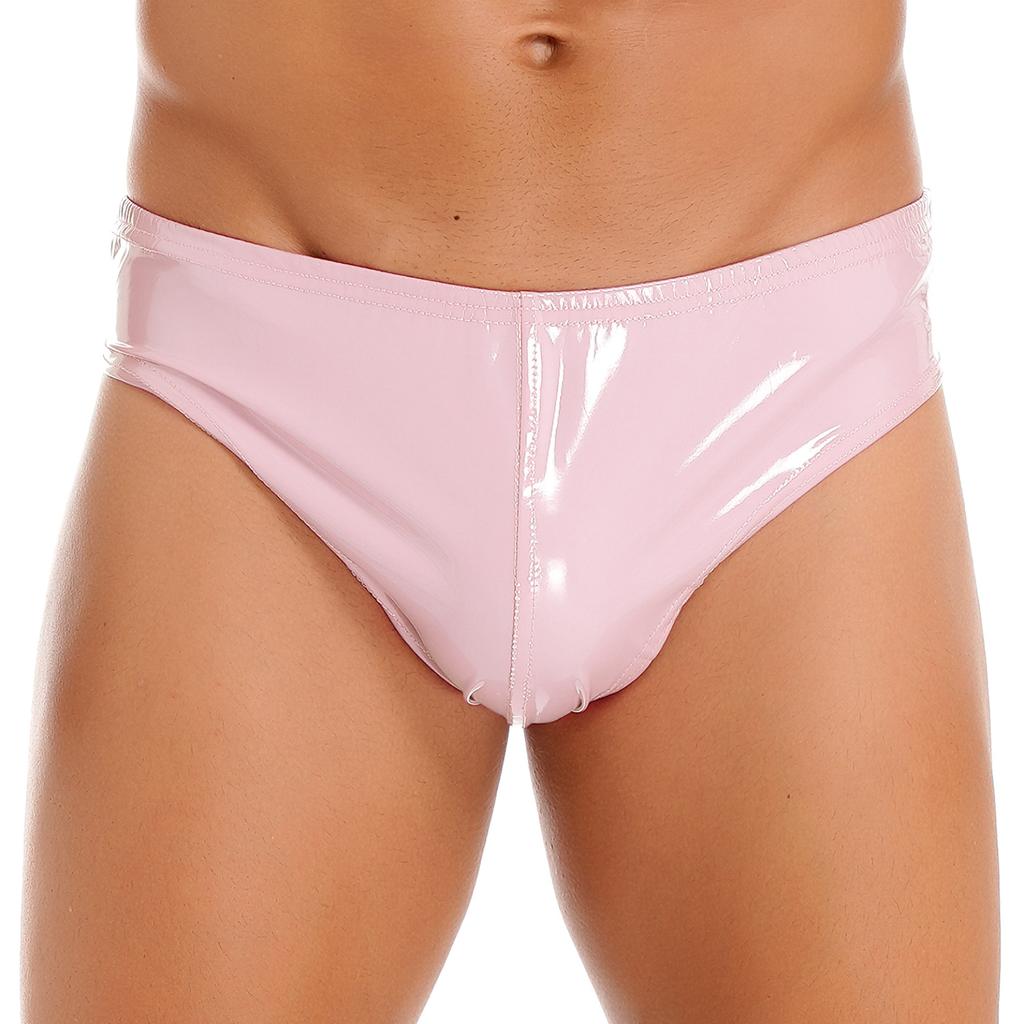 Neue Männer Slips Patent Leder Shiny Mann der Unterbekleidung Niedrige Taille Homosexuell Unterwäsche Männliche Unterhose