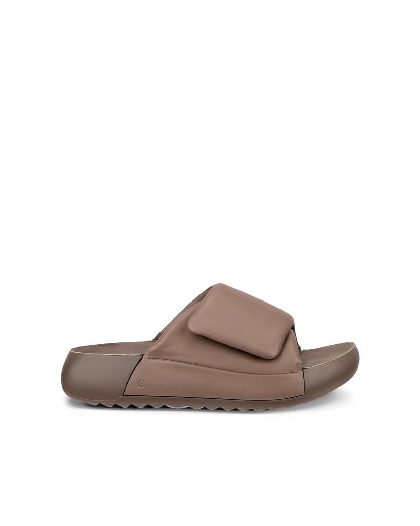 ECCO Cosmo PF Damen Puffy Puff Sandalen aus echtem Leder, 20668301674, Taupe, Größe 24,5 cm, 3E