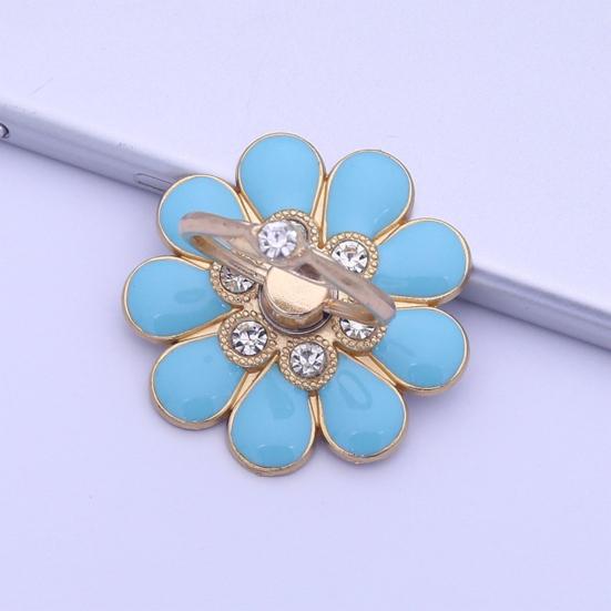 Finger Ring Holder Degree Rotating Metal Universal 360 Rhinestone Flower Shape Mobile Phone