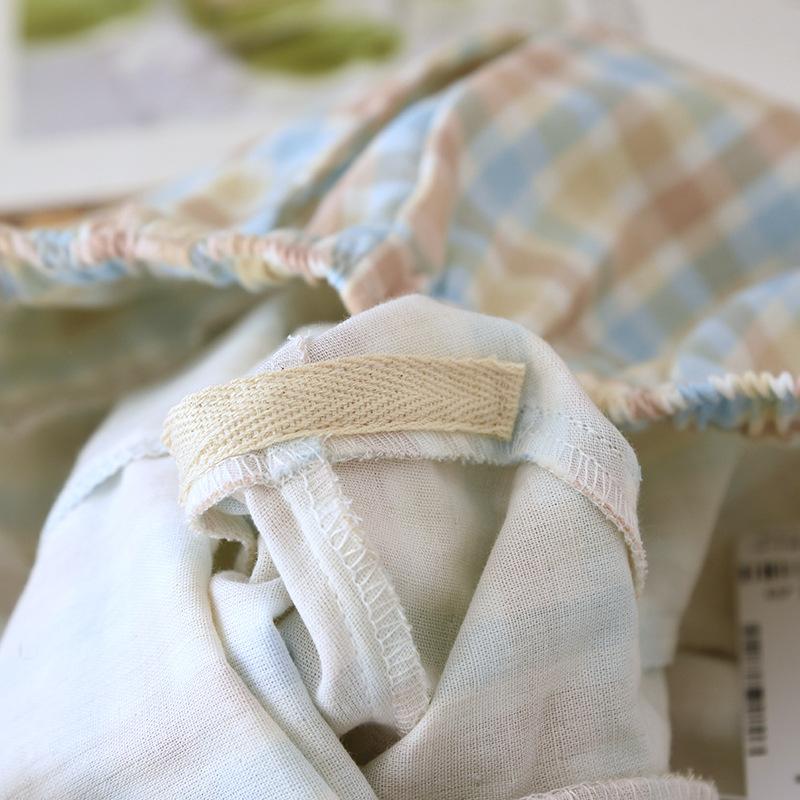 2026 Neue Frühjahr/Sommer Damen Schlafanzughose 100% Baumwolle Musselin Hose Kariert Lässig Locker Hausanzug Hose