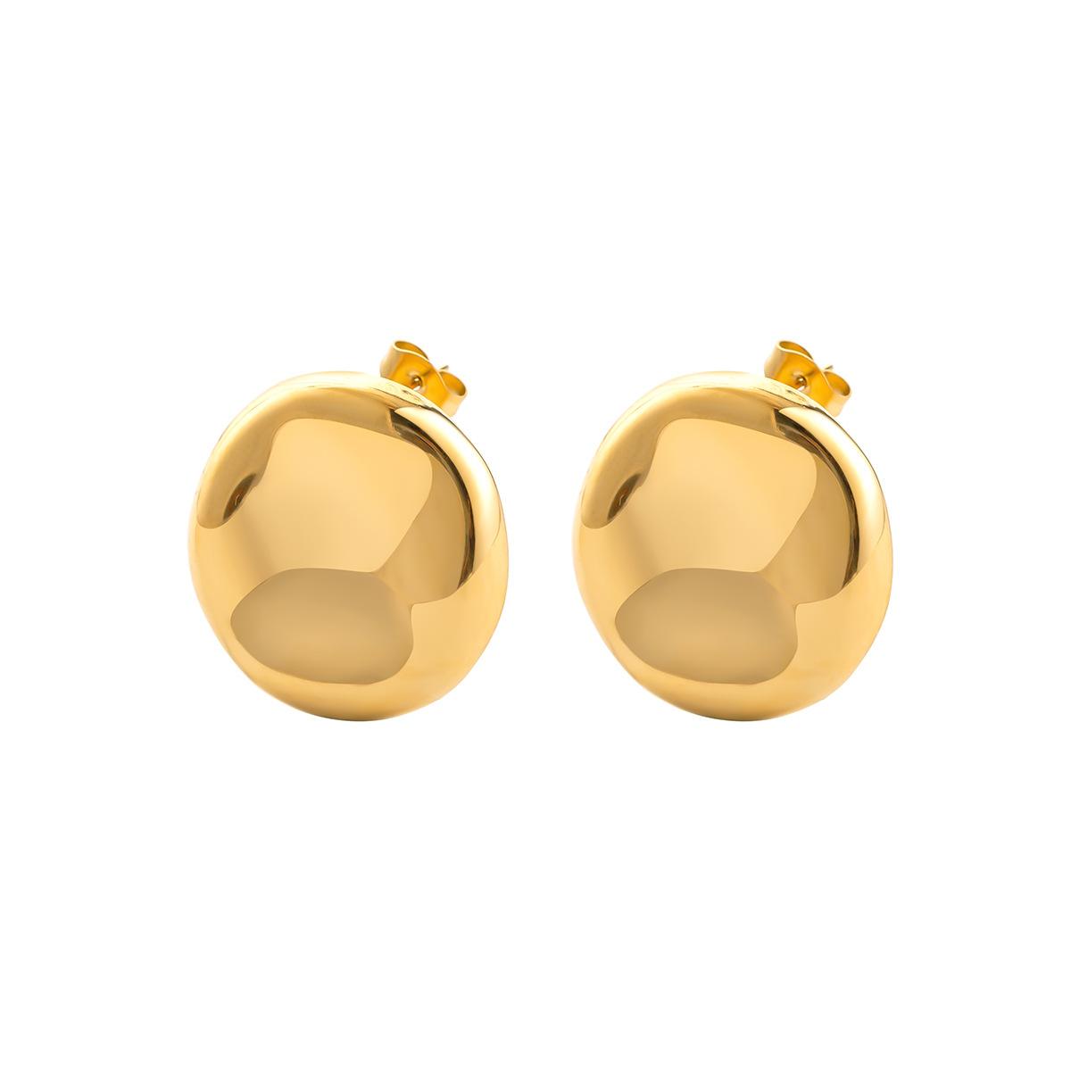 

Новые нерегулярные гладкие круглые серьги-гвоздики вогнуто-выпуклые из нержавеющей стали, золотые, модные простые серьги