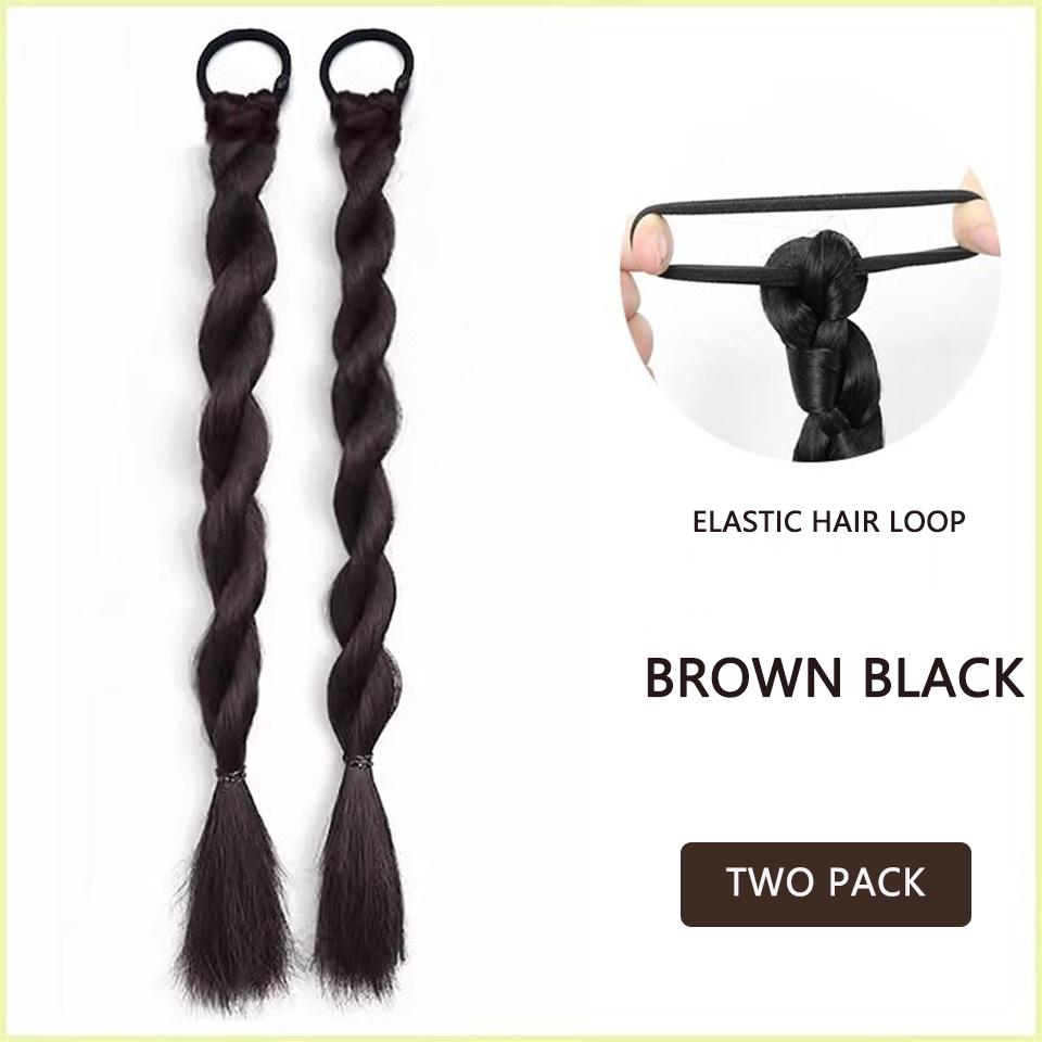 Synthetische Perücke, Pferdeschwanz, gedrehter Zopf, Perücke aus geflochtenem Haar, Perücke mit doppeltem Pferdeschwanz, geeignet für den täglichen Gebrauch.